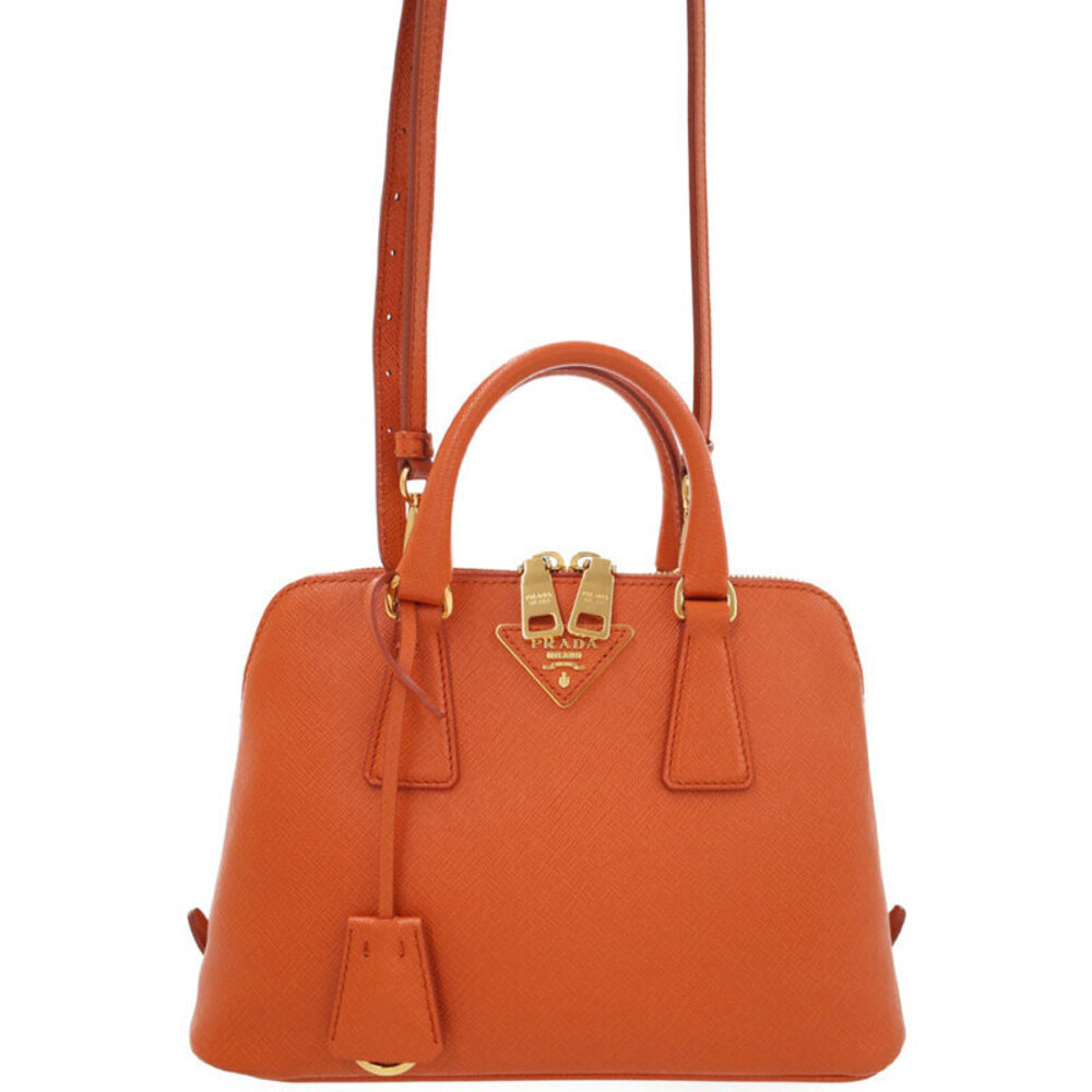 Prada Promenade orange Saffiano Lux leather bag